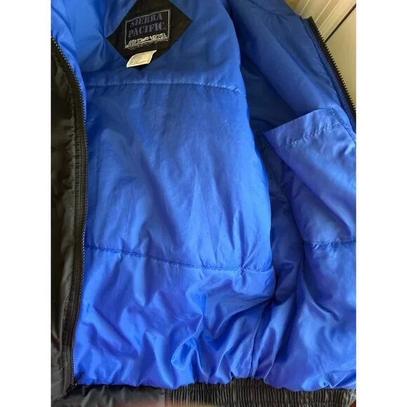 Sierra Pacific Black & Blue Full Zip Puffer Jacket Size M Lightweight - Picture 6 of 6